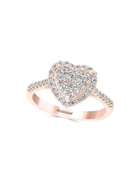 Effy 14k Rose Gold & Diamond Heart Ring