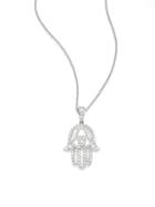 Effy 0.56 Tcw Diamond & 14k White Gold Hamsa Pendant Necklace