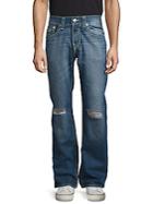 True Religion Straight Flap Five-pocket Distressed Jeans/mid Wash