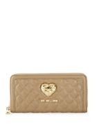 Love Moschino Quilted Faux Leather Zip-around Wallet