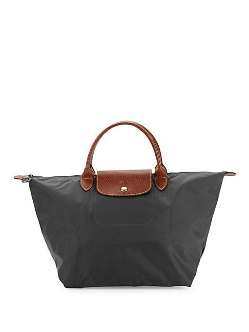 Longchamp Top Zip Leather-trimmed Tote