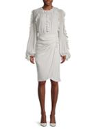 Giambattista Valli Frill Long-sleeve Silk Dress
