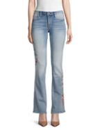 Driftwood Floral Embroidered Flared Jeans