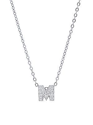 Nephora Diamond & 14k White Gold M Initial Pendant Necklace