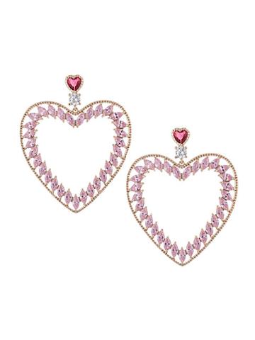Eye Candy La The Luxe Heart Amour 18k Goldplated & Crystal Drop Earrings