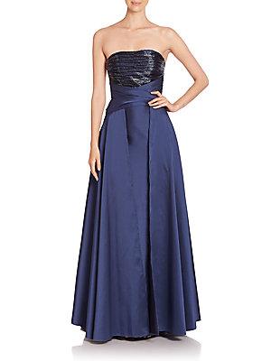 Pamella Roland Embellished Strapless Ball Gown