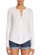 James Perse Linen Jersey Button-front Top