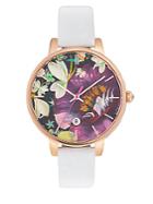 Ted Baker London Kate Round Rose Goldplated Stainless Steel Analog Leather Strap Watch