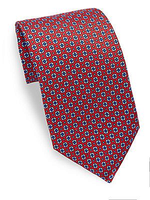 Saks Fifth Avenue Made In Italy Geometric Patterned Silk Tie
