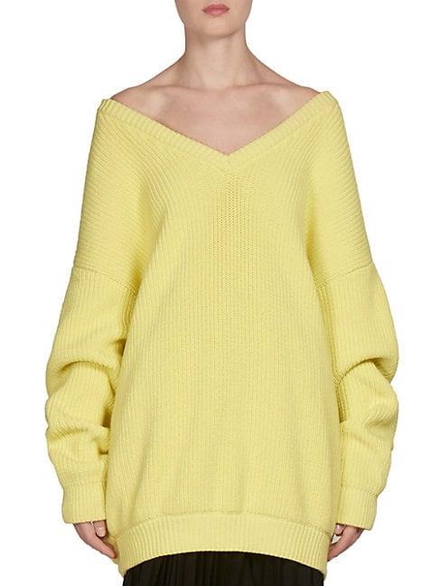 Balenciaga Off-the-shoulder Ribbed Sweater