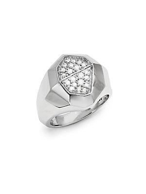Michael Aram Rock Sterling Silver & Diamond Geometric Ring
