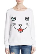 Wildfox Happy Cat Graphic Pullover