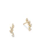 Saks Fifth Avenue 14k Yellow Gold & Diamond Cluster Stud Earrings