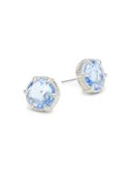Judith Ripka Eclipse Blue Quartz & Sterling Silver Stud Earrings