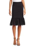 Akris Punto Broderie Anglaise Jersey Pencil Skirt