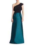 Theia One-shoulder Crepe Gown