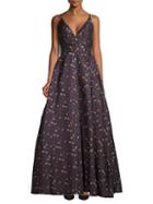 Ml Monique Lhuillier Floral Embroidered Fit-&-flare Gown