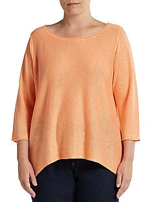 Eileen Fisher, Plus Size Boatneck Linen Pullover