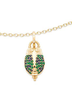 Temple St. Clair Crystal And 18k Yellow Gold Scarab Pendant