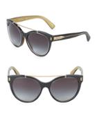 Dolce & Gabbana Metallic Brow Bar 57mm Round Sunglasses