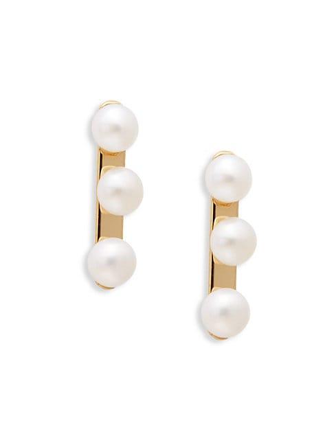 Saks Fifth Avenue 14k Yellow Gold & 3mm White Pearl Earrings