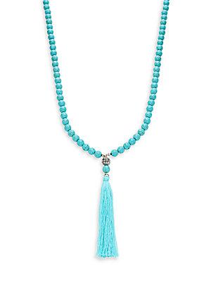 Kenneth Jay Lane Couture Collection Silvertone Beaded Tassel Necklace