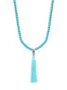 Kenneth Jay Lane Couture Collection Silvertone Beaded Tassel Necklace