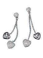 Effy 14k White Gold And Diamond Heart Drop Earrings