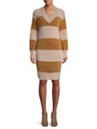 Solutions Striped V-neck Sweater Dress