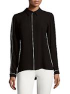 T Tahari Tyra With Piping Button-down Shirt