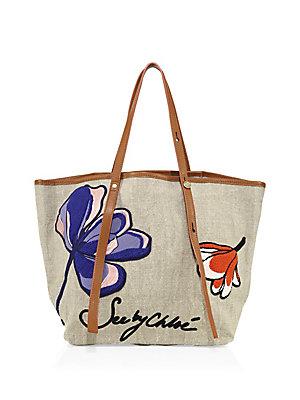 See By Chlo Andy Embroidered Linen Tote