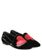 Saint Laurent Embroidered Heart Loafers