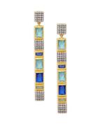Freida Rothman Modern Mosaic Tesserae Sterling Silver & Crystal Drop Earrings