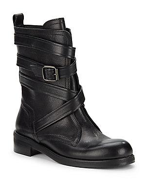 Jimmy Choo Leather Round Toe Ankle Boots