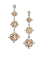 Freida Rothman 14k Rose Gold & Sterling Silver Compass Button Drop Earrings