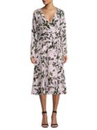 Diane Von Furstenberg Elle Floral Silk Long-sleeve Midi Dress