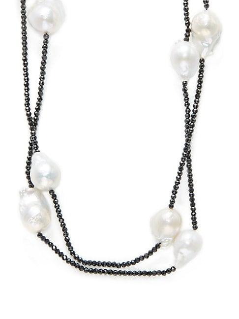 Arthur Marder 24mm Baroque Freshwater Pearl & Black Spinel Bead Necklace