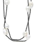 Arthur Marder 24mm Baroque Freshwater Pearl & Black Spinel Bead Necklace
