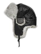 Surell Trooper Rabbit Fur Leather Earflap Hat