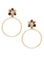Ava & Aiden Goldtone Crystal Floral Hoop Drop Earrings