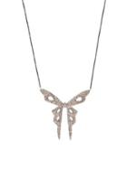 Arthur Marder Fine Jewelry Sterling Silver & Champagne Diamond Butterfly Pendant Necklace