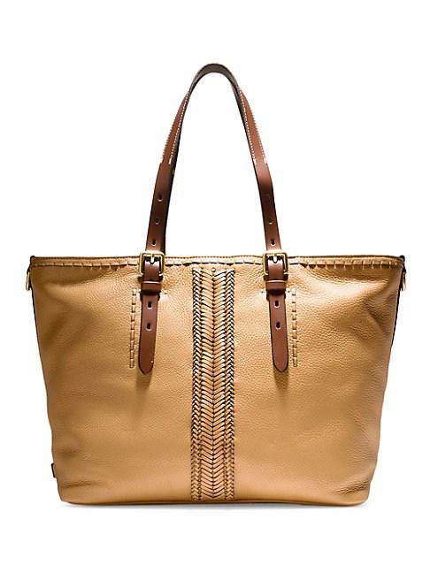Cole Haan Loralie Whipstitch Top Zip Leather Tote