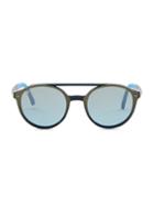 Web Injected 61mm Browlined Round Sunglasses