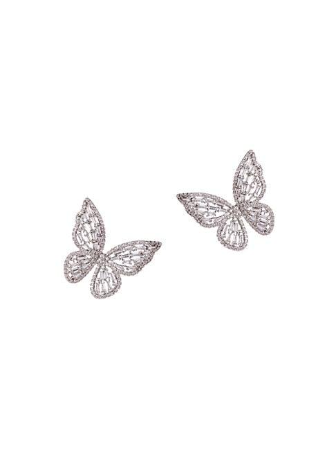 Eye Candy La Luxe Calista Butterfly Silvertone & Crystal Stud Earrings