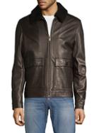 Boss Hugo Boss Graven Sheepskin-collar Leather Jacket
