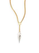 Majorica 10mm White Pearl Spike Y Necklace
