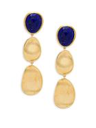 Marco Bicego Lunaria Lapis And 18k Yellow Gold Triple Drop Earrings
