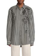 Dries Van Noten Clavello Embroidered & Striped Cotton Shirt