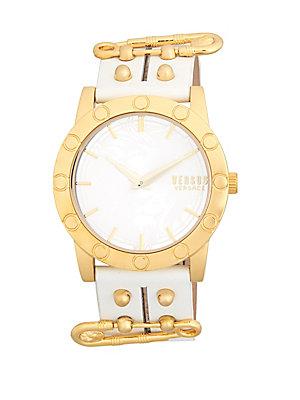 Versus Versace Stainless Steel Leather Strap Analog Strap