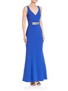 Laundry By Shelli Segal Platinum Halloway Stretch Crepe Gown